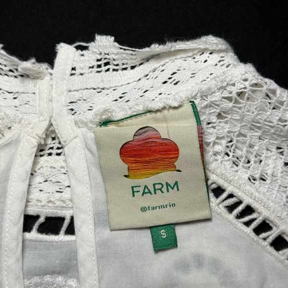 Farm Rio Boho Romantic Blouse Ivory Off White Shirt Women’s Small - Picture 6 of 7